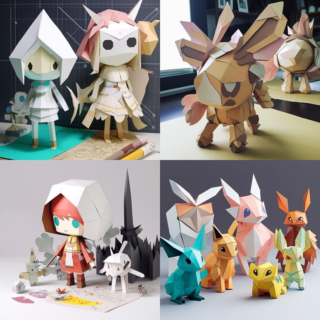Papercraft style, Midjourney V5, render 1 of 4