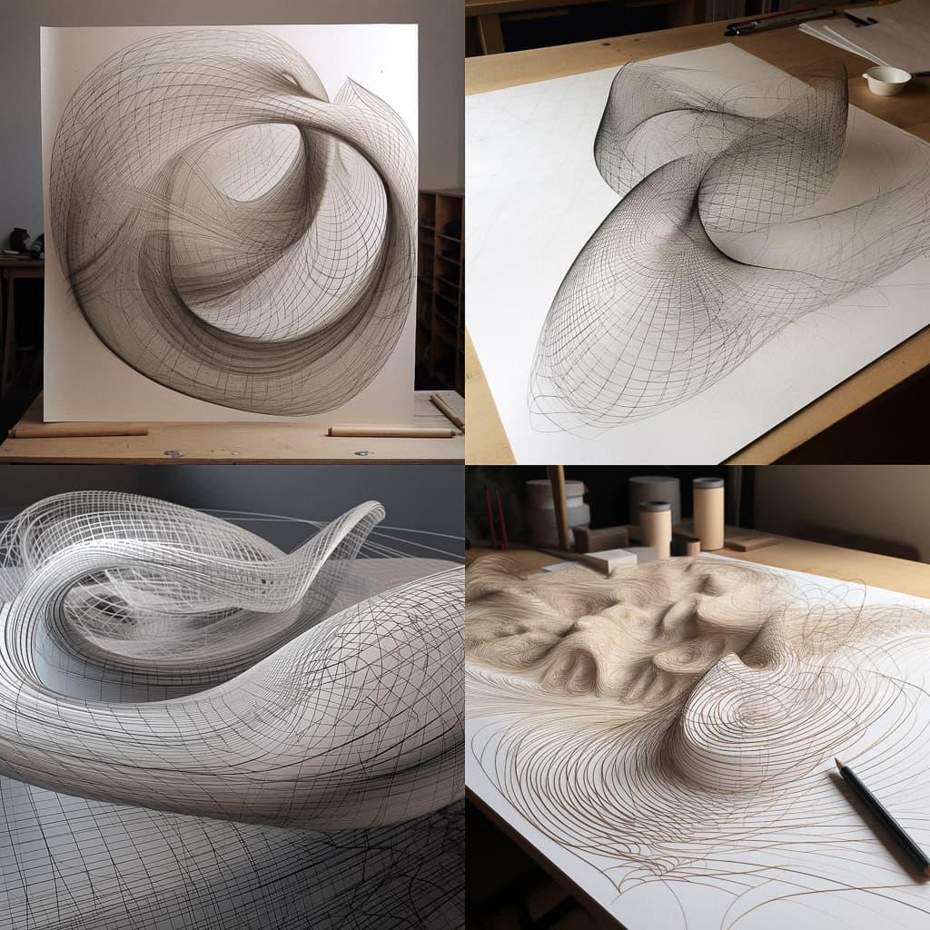 Parametric drawing style, Midjourney V5, render 1 of 4