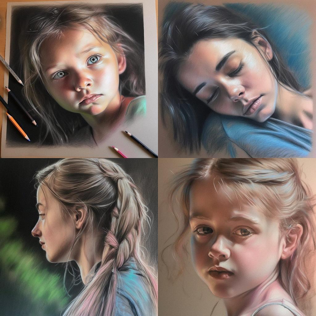 Pastel drawing style, Midjourney V5, render 1 of 4