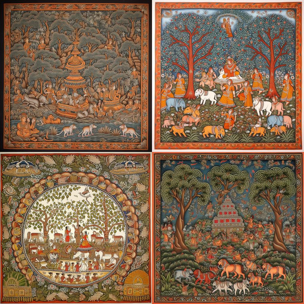 Patachitra painting style, Midjourney V5, render 1 of 4