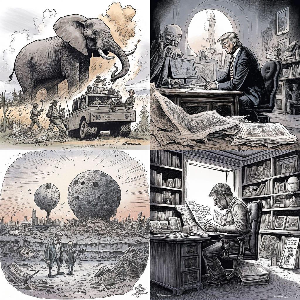 Patrick Chappatte style, Midjourney V5, render 1 of 4