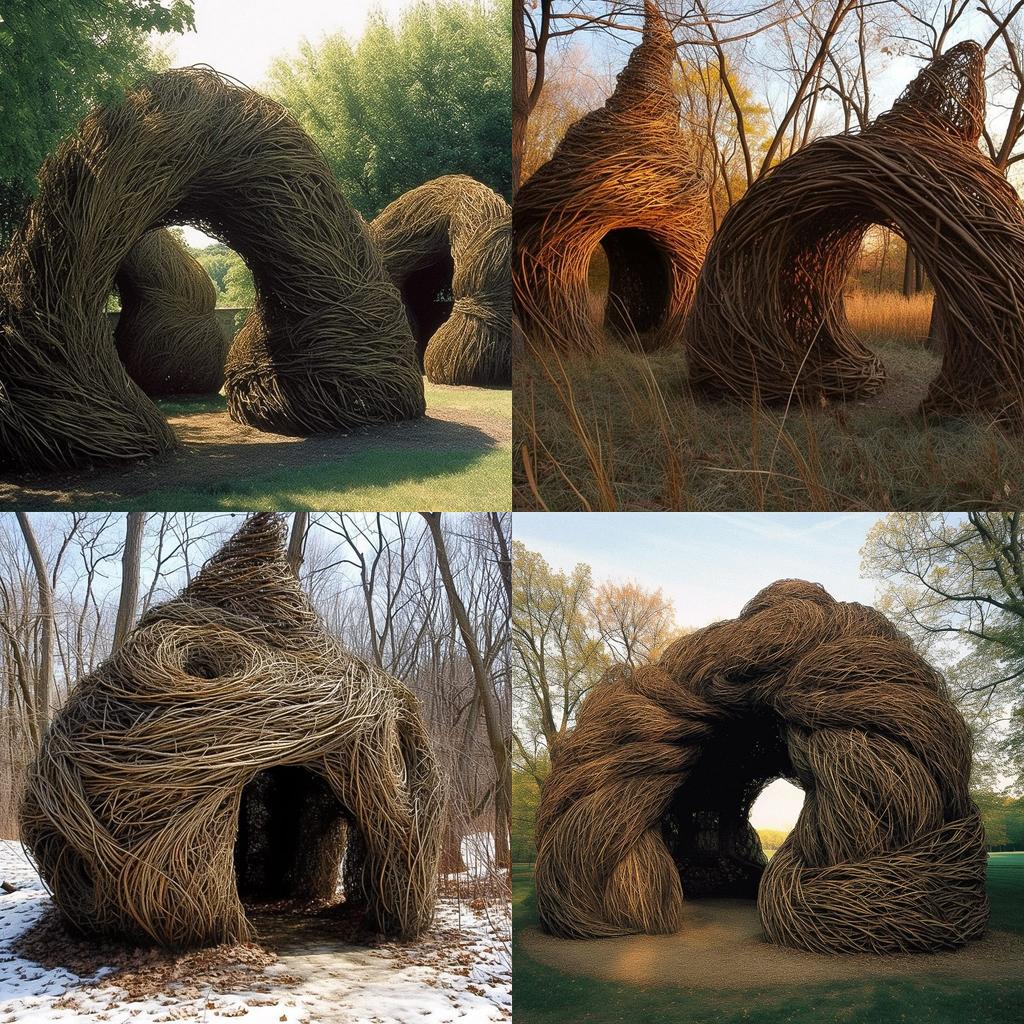 Patrick Dougherty style, Midjourney V5, render 1 of 4