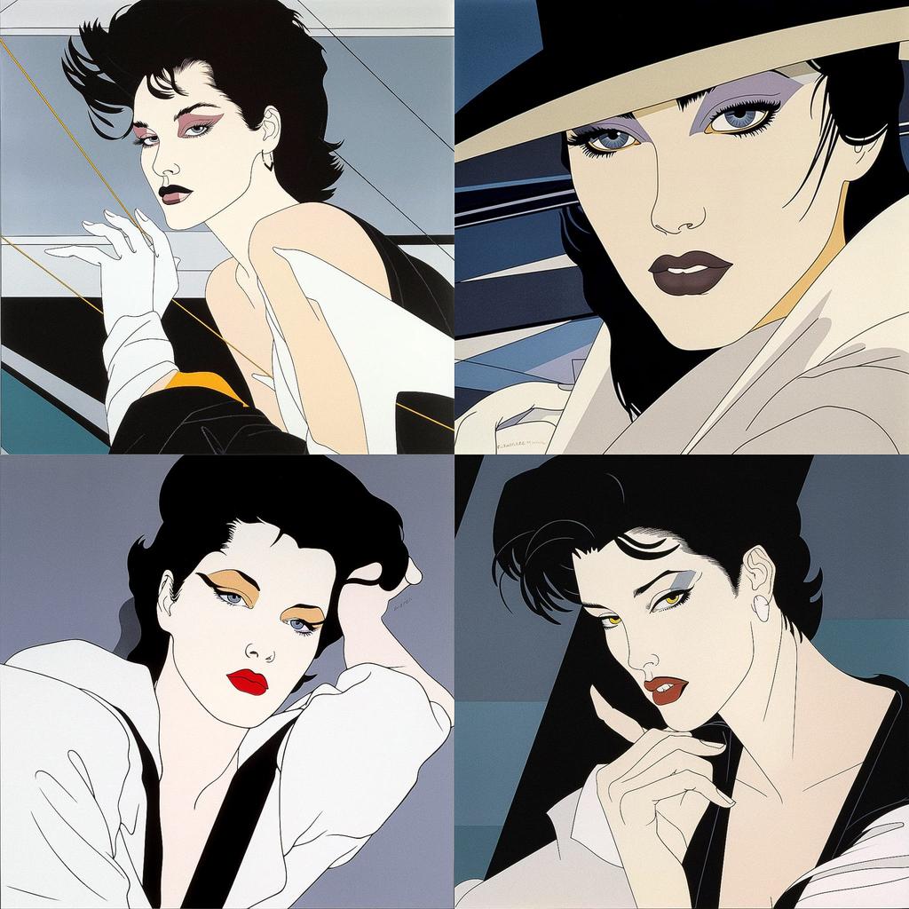 Patrick Nagel style, Midjourney V5, render 1 of 4