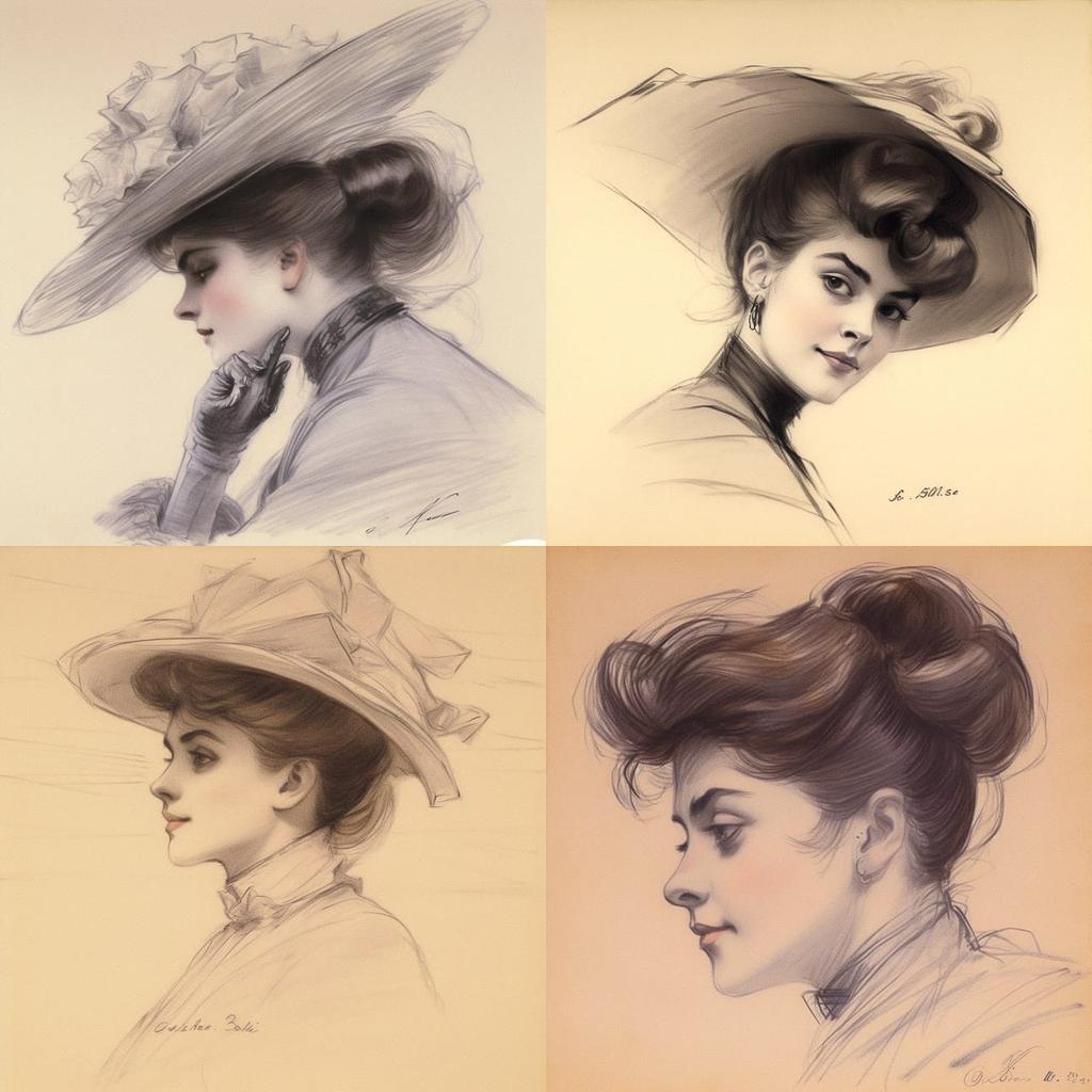 Paul-Cesar Helleu style, Midjourney V5, render 1 of 4