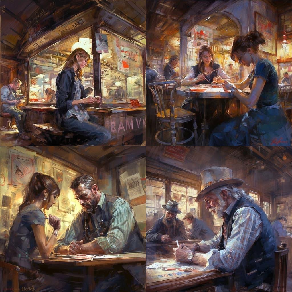 Paul Hedley style, Midjourney V5, render 1 of 4