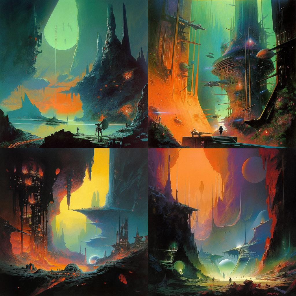 Paul Lehr style, Midjourney V5, render 1 of 4