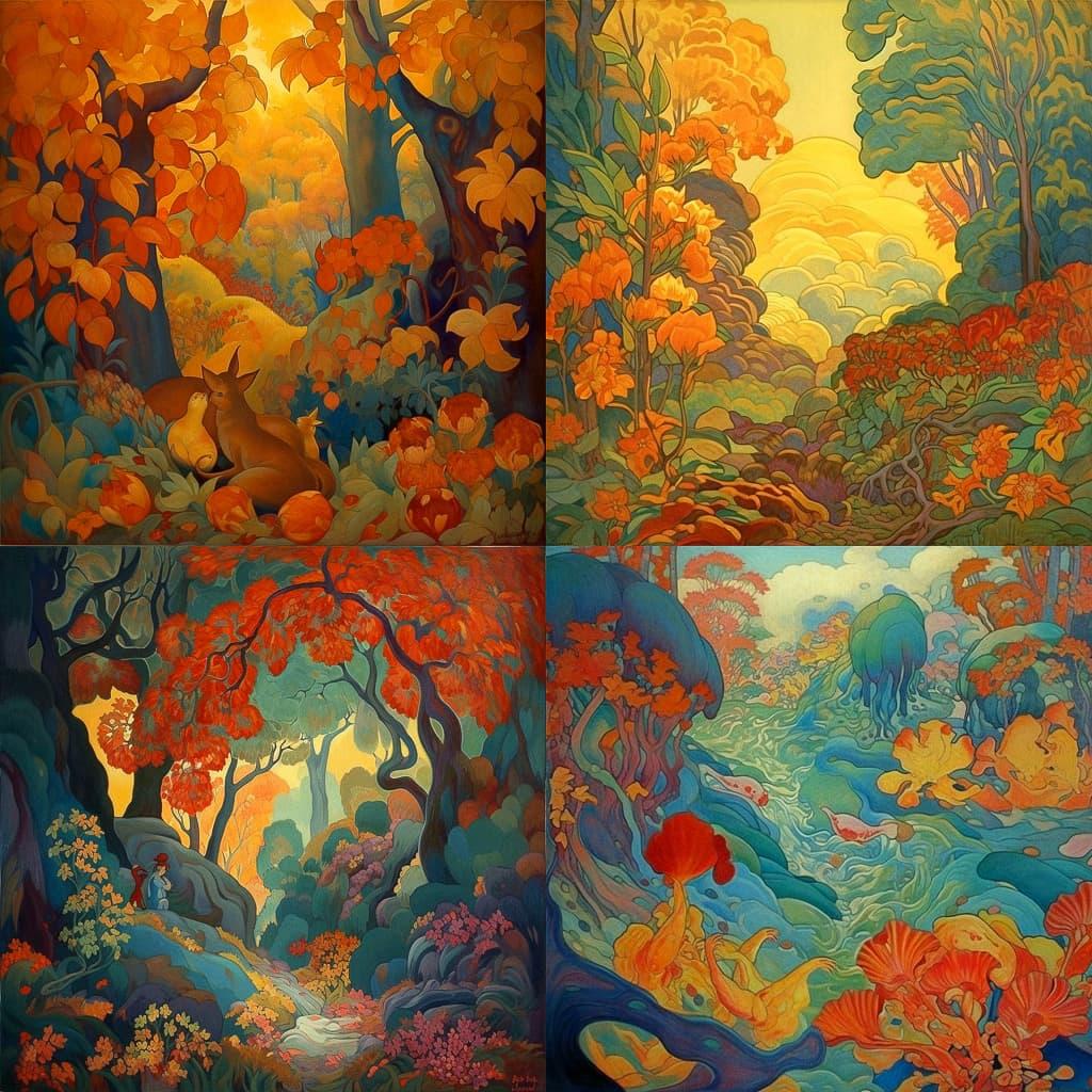 Paul Ranson style, Midjourney V5, render 1 of 4