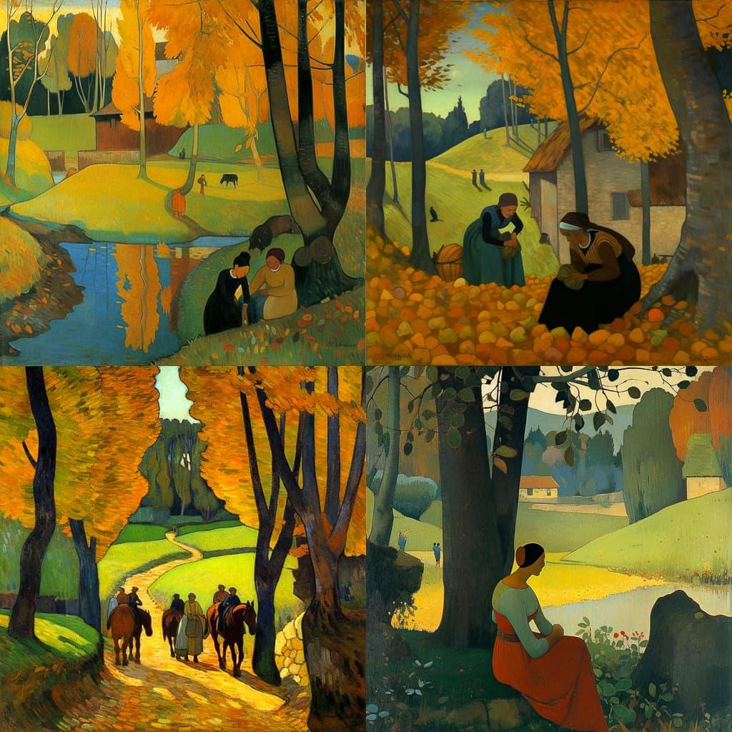 Paul Serusier style, Midjourney V5, render 1 of 4