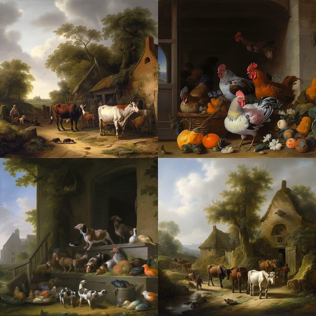 Paulus Potter style, Midjourney V5, render 1 of 4