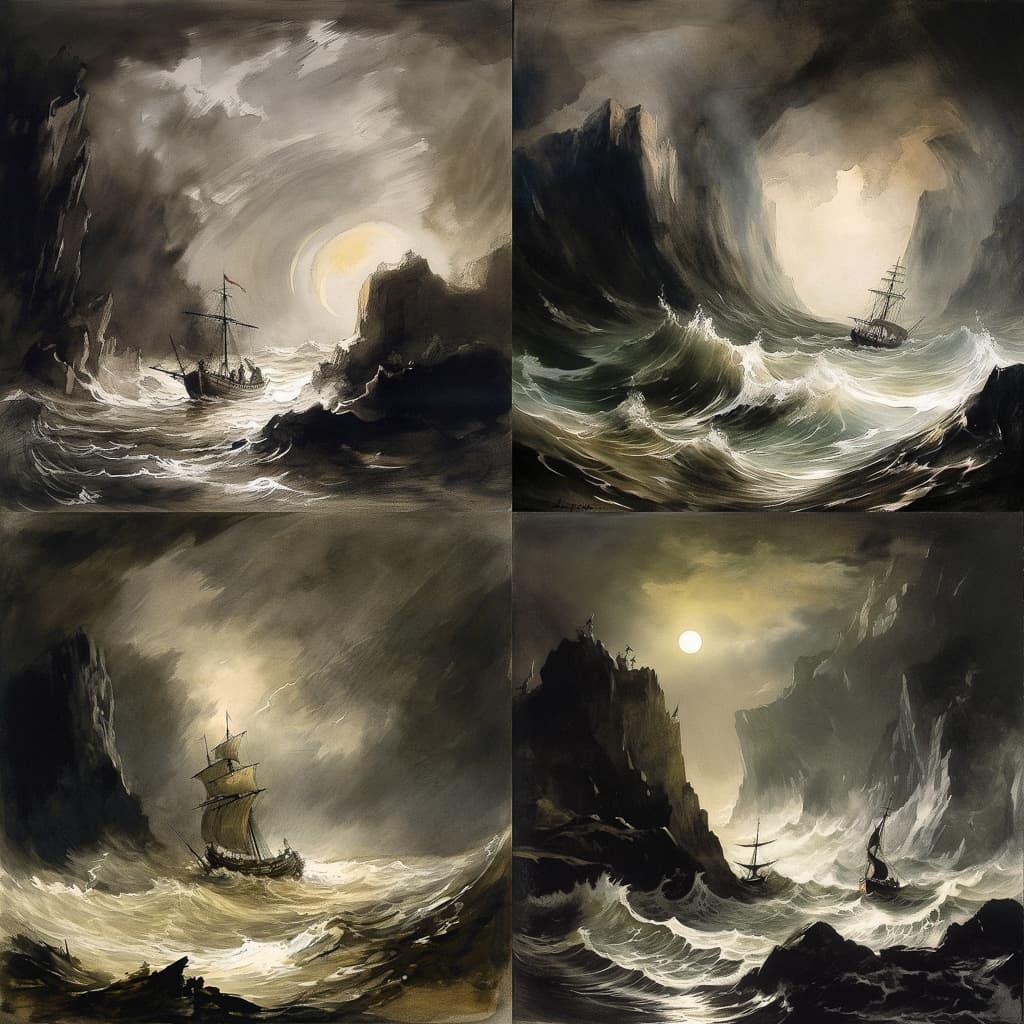 Peder Balke style, Midjourney V5, render 1 of 4