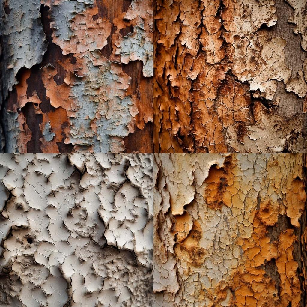 Peeling texture style, Midjourney V5, render 1 of 4
