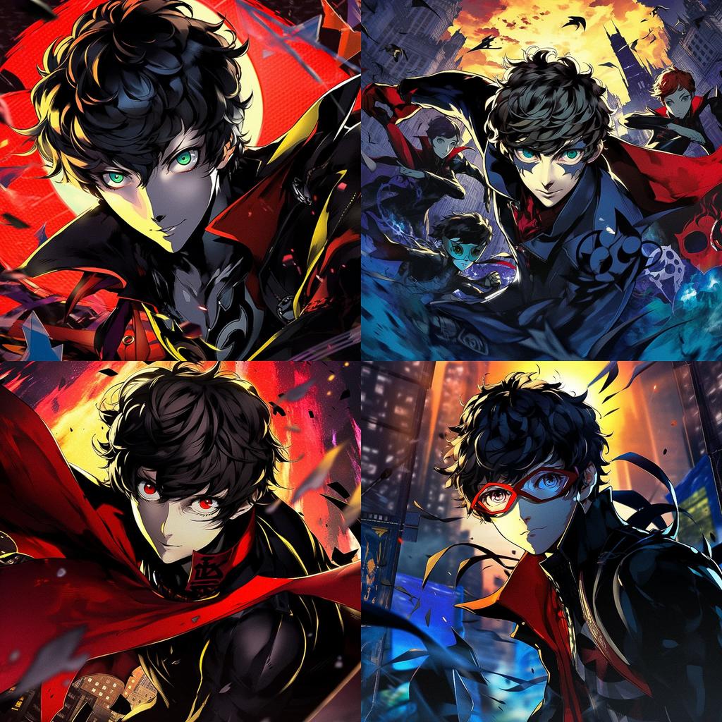 Persona 5 Strikers style, Midjourney V5, render 1 of 4
