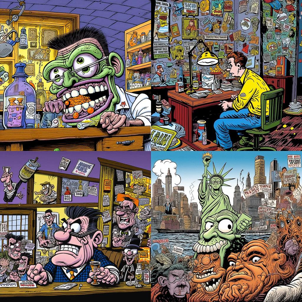Peter Bagge style, Midjourney V5, render 1 of 4