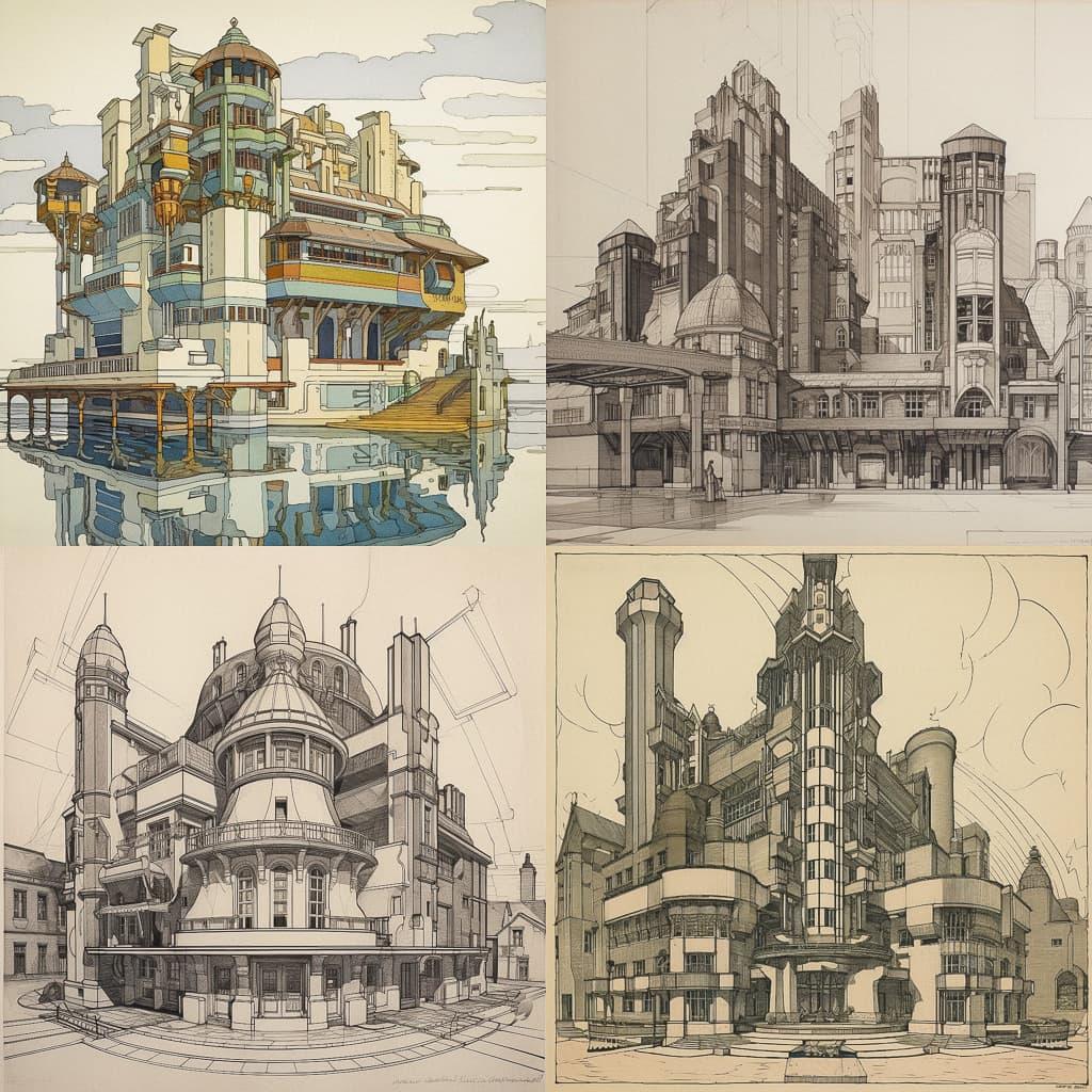 Peter Behrens style, Midjourney V5, render 1 of 4