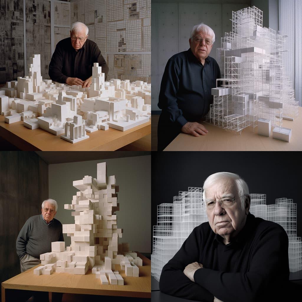 Peter Eisenman style, Midjourney V5, render 1 of 4