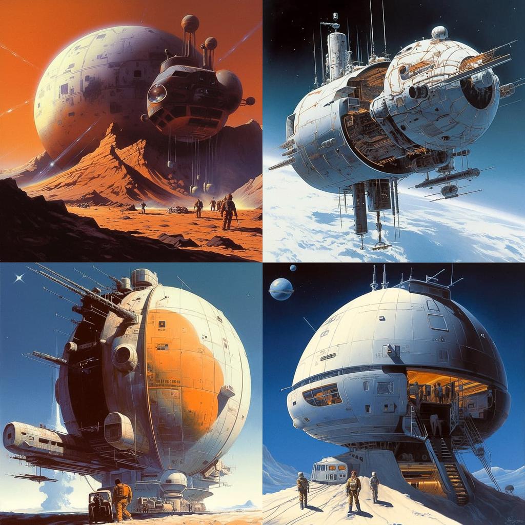 Peter Elson style, Midjourney V5, render 1 of 4