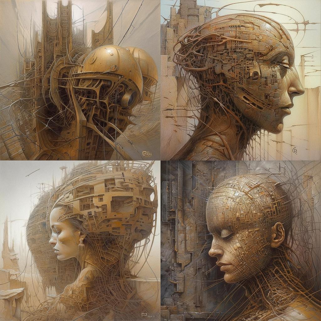 Peter Gric style, Midjourney V5, render 1 of 4