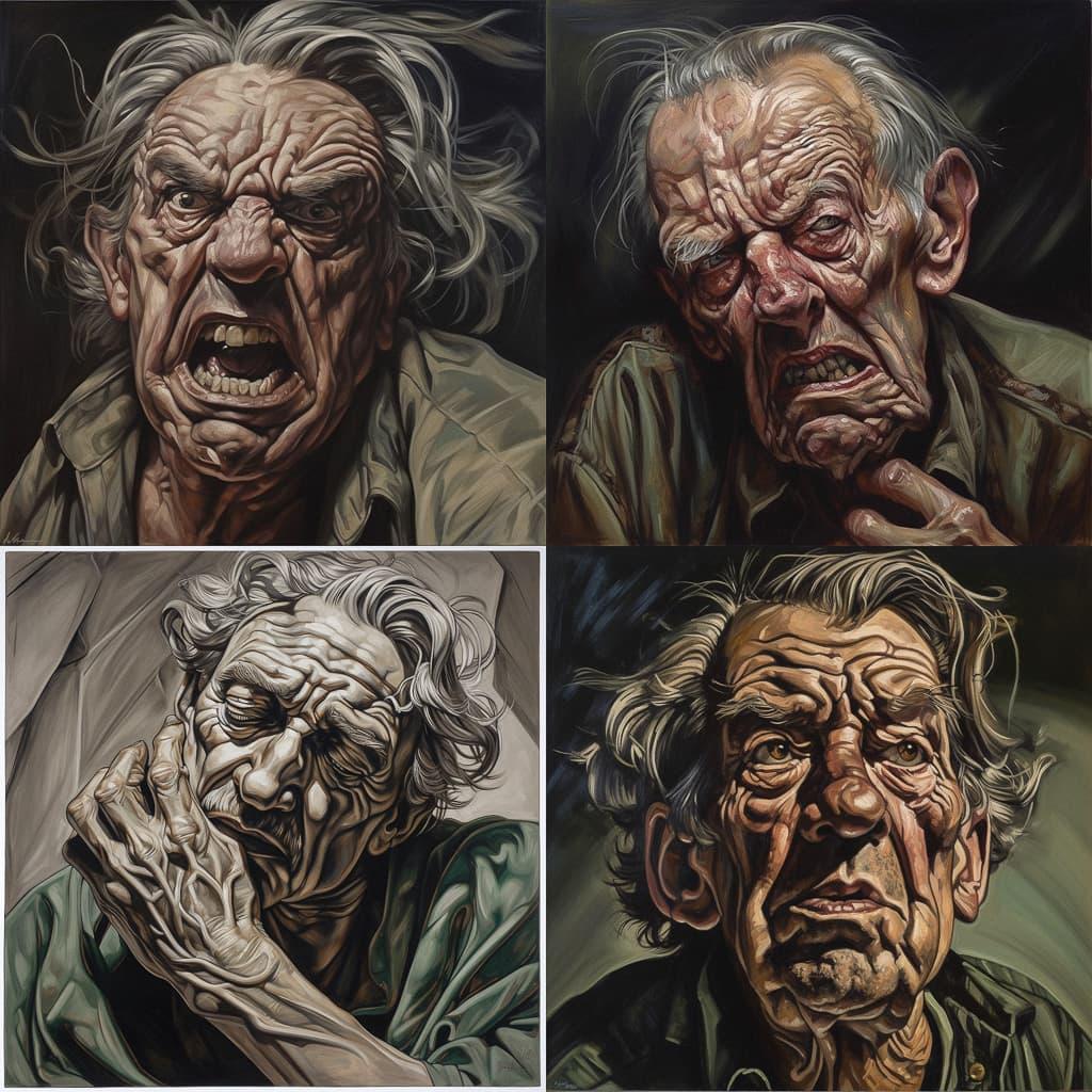 Peter Howson style, Midjourney V5, render 1 of 4