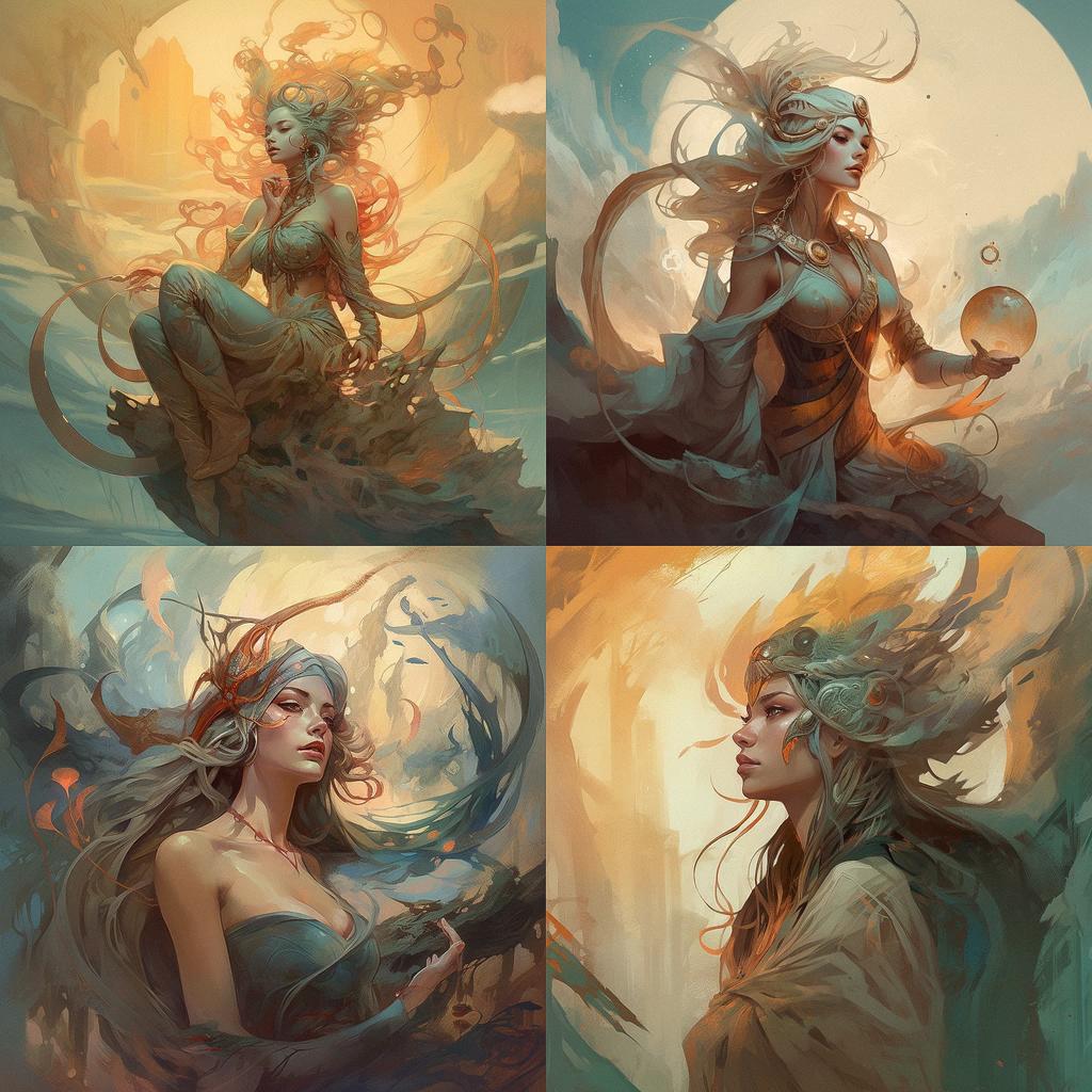 Peter Mohrbacher style, Midjourney V5, render 1 of 4