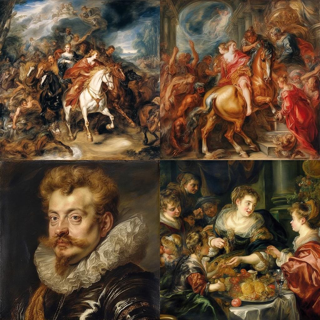Peter Paul Rubens style, Midjourney V5, render 1 of 4