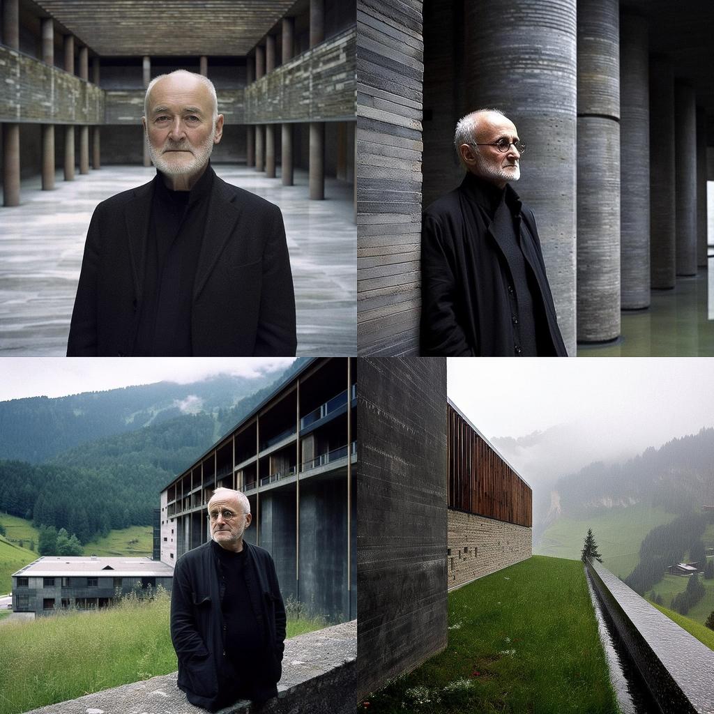 Peter Zumthor style, Midjourney V5, render 1 of 4
