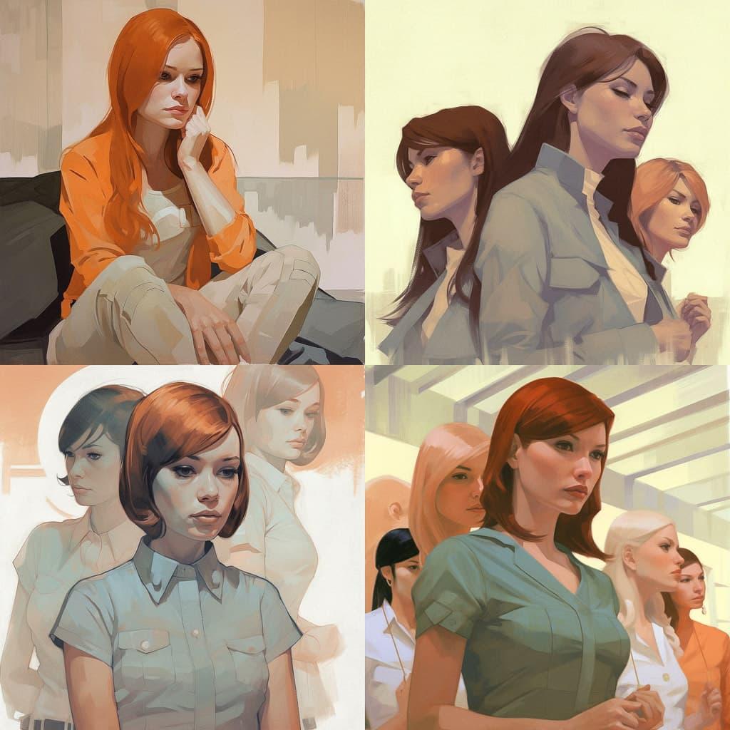 Phil Noto style, Midjourney V5, render 1 of 4