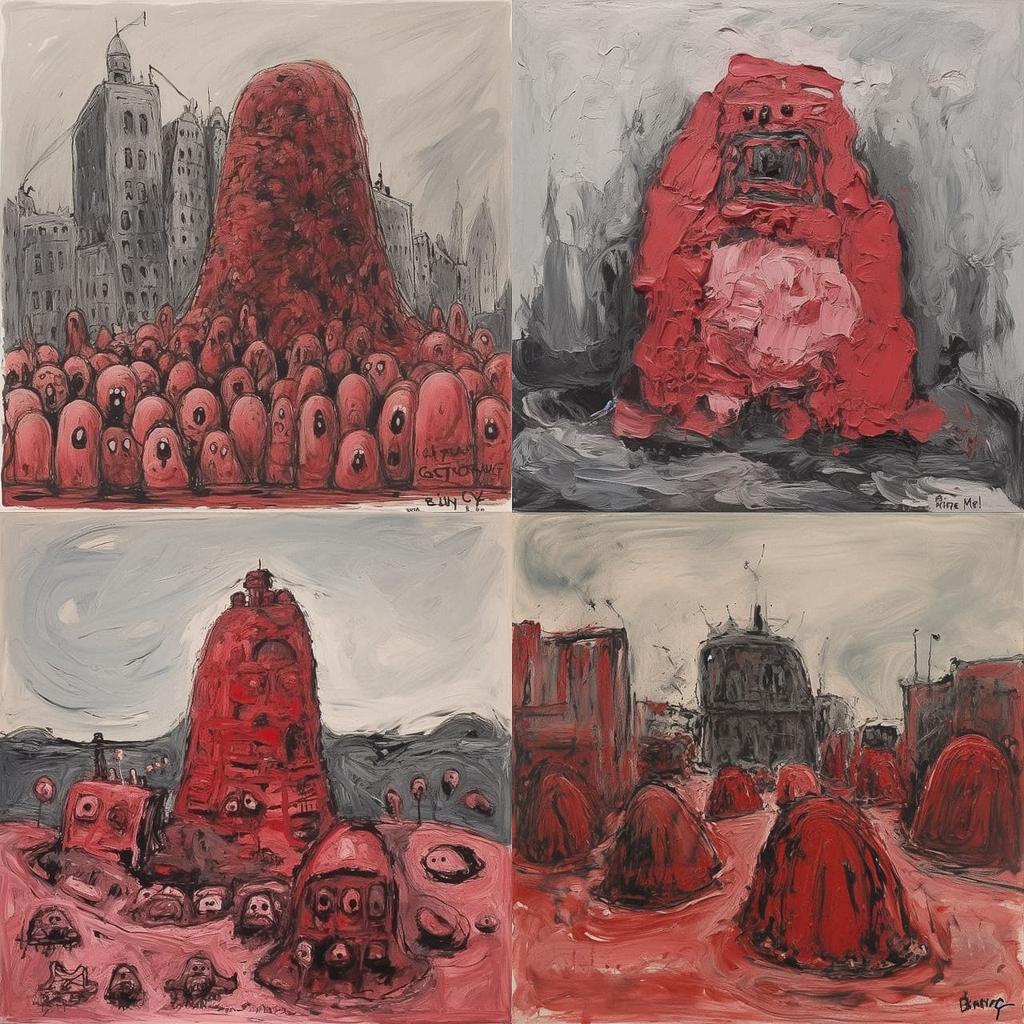 Philip Guston style, Midjourney V5, render 1 of 4