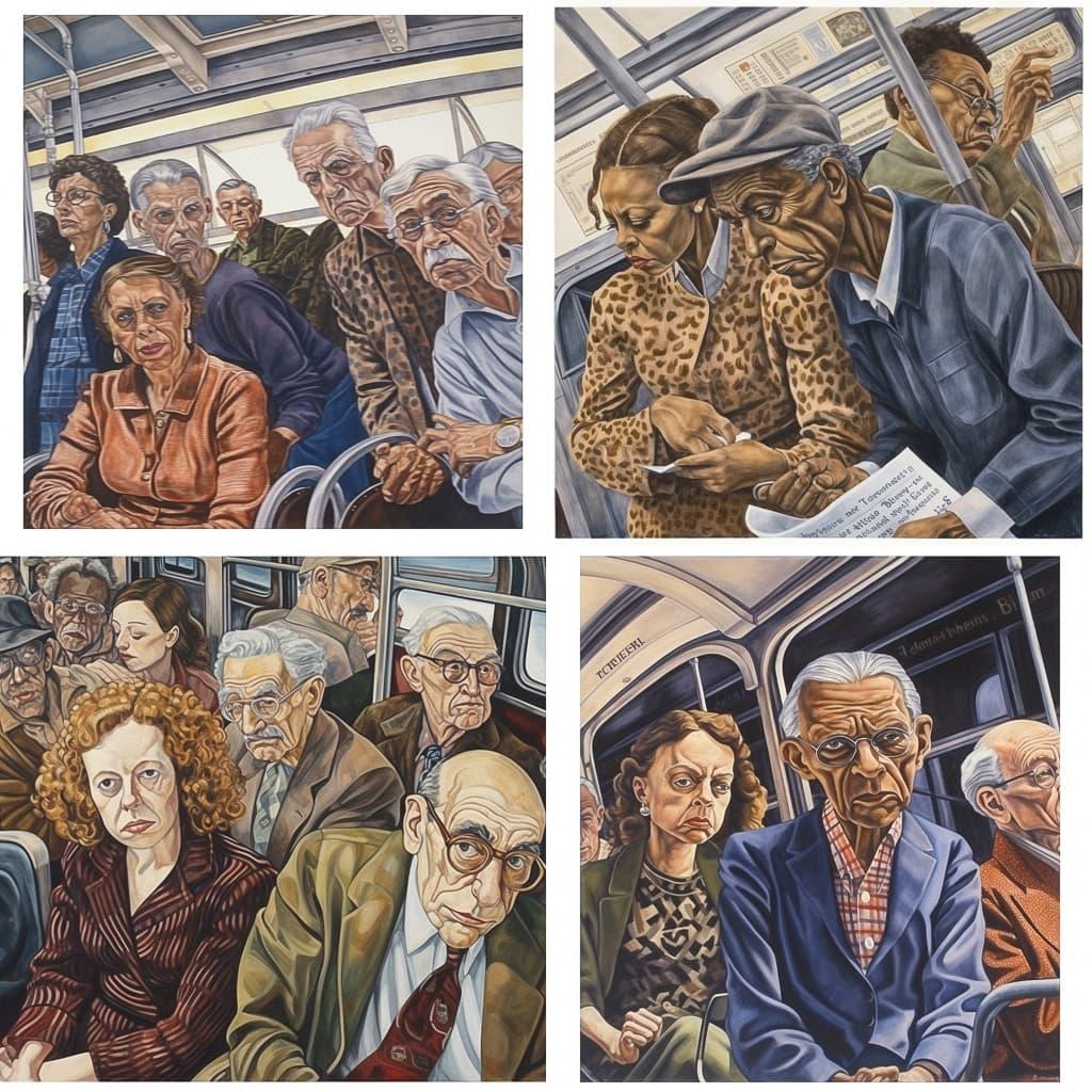 Philip Pearlstein style, Midjourney V5, render 1 of 4