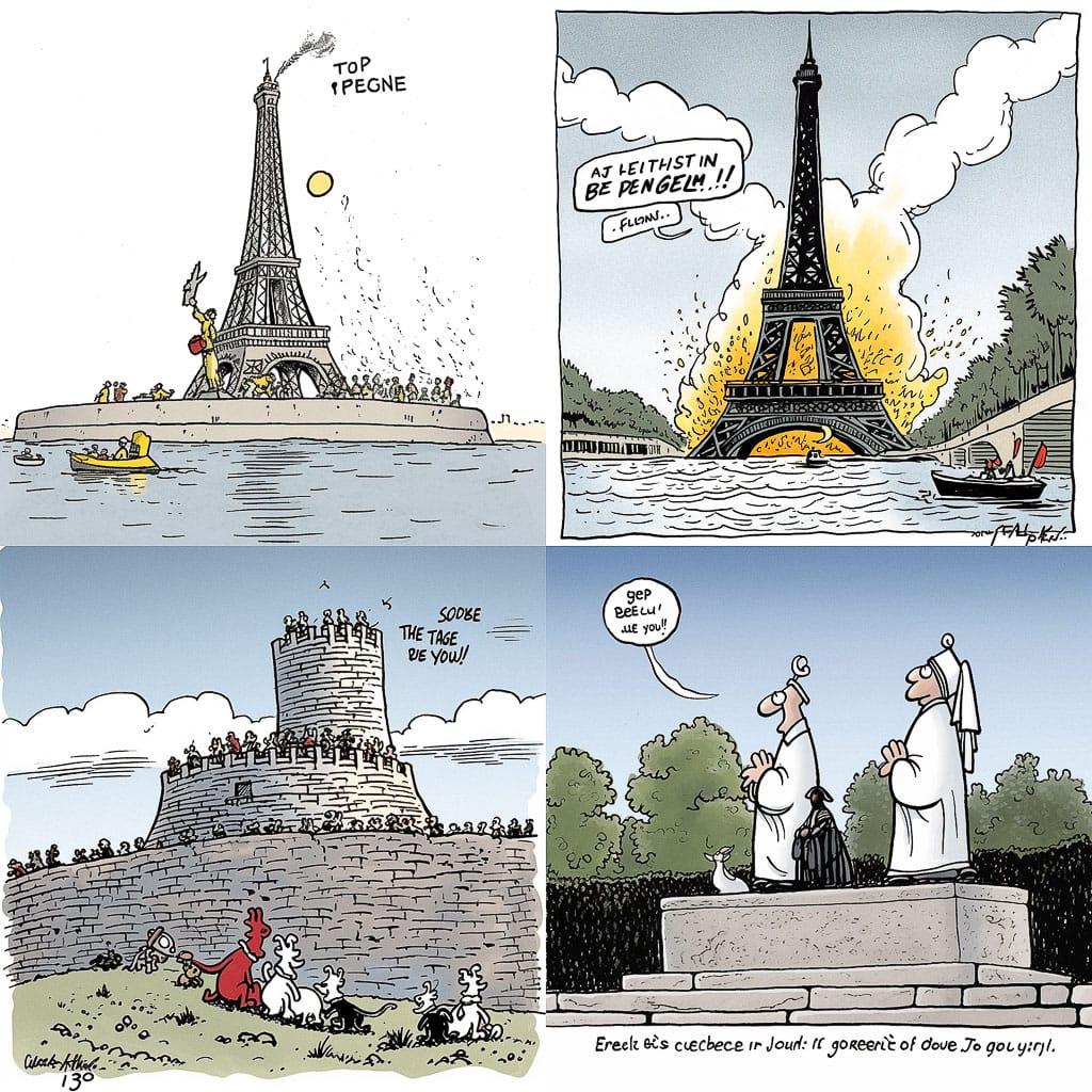 Philippe Geluck style, Midjourney V5, render 1 of 4