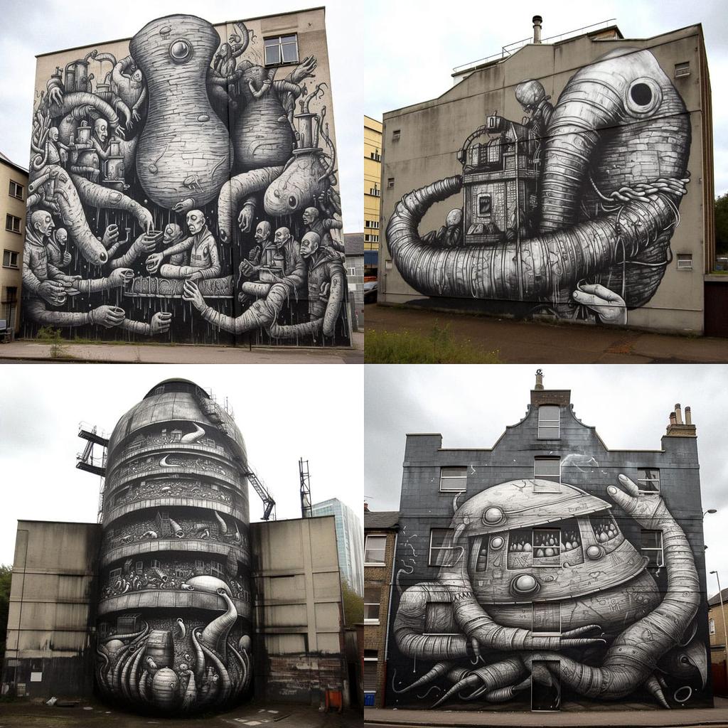 Phlegm style, Midjourney V5, render 1 of 4