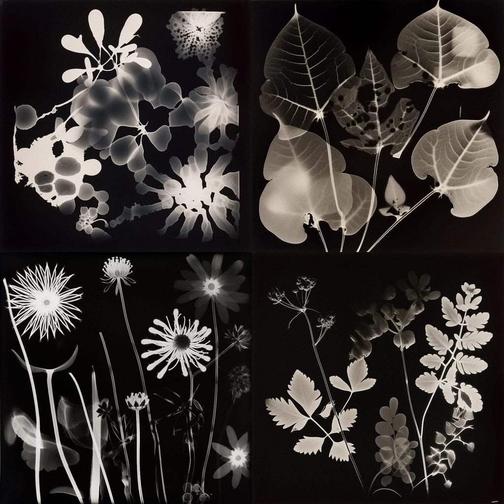 Photogram style, Midjourney V5, render 1 of 4