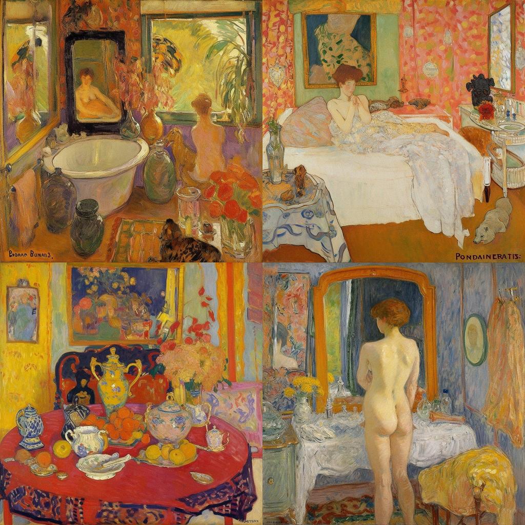 Pierre Bonnard style, Midjourney V5, render 1 of 4