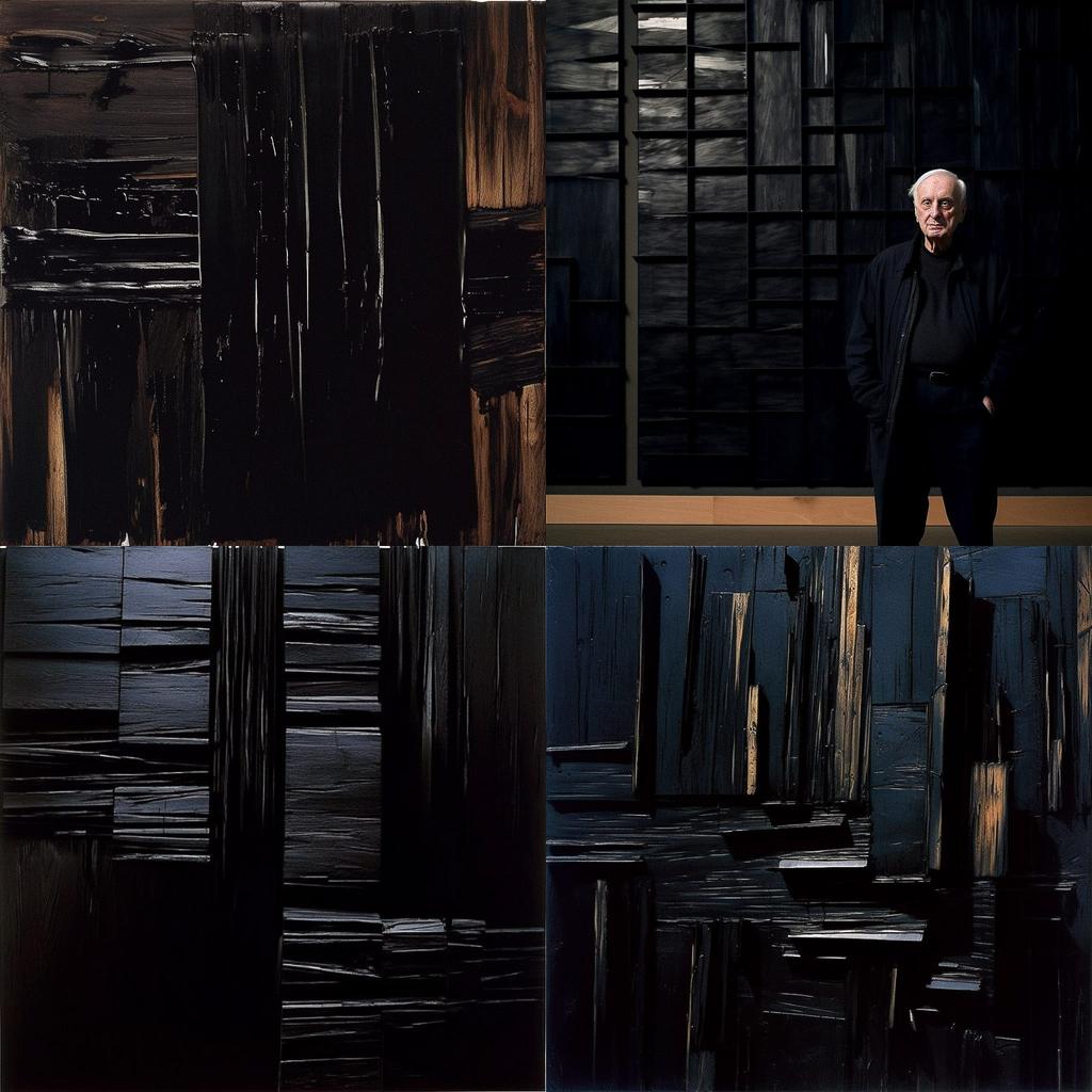 Pierre Soulages style, Midjourney V5, render 1 of 4