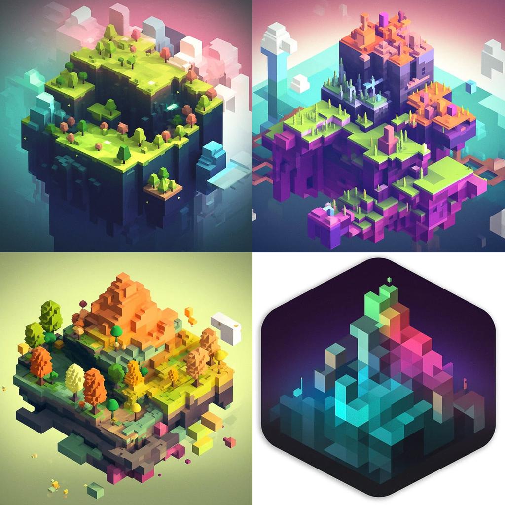Pixelscape style, Midjourney V5, render 1 of 4