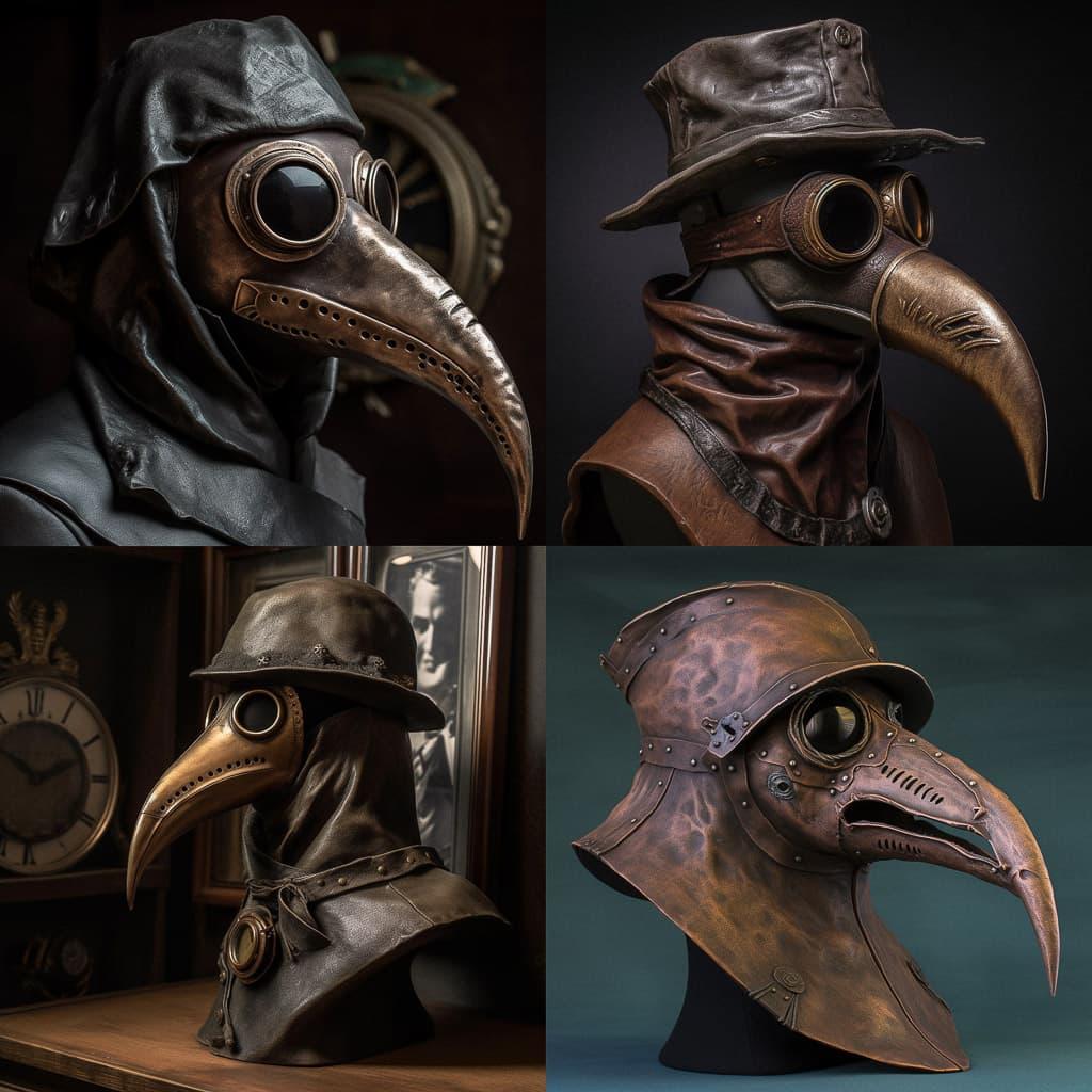 Plague doctor mask style, Midjourney V5, render 1 of 4