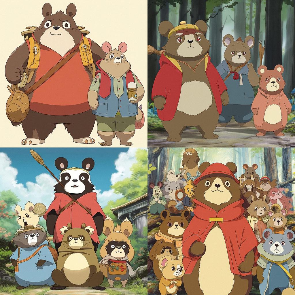 Pom Poko style, Midjourney V5, render 1 of 4