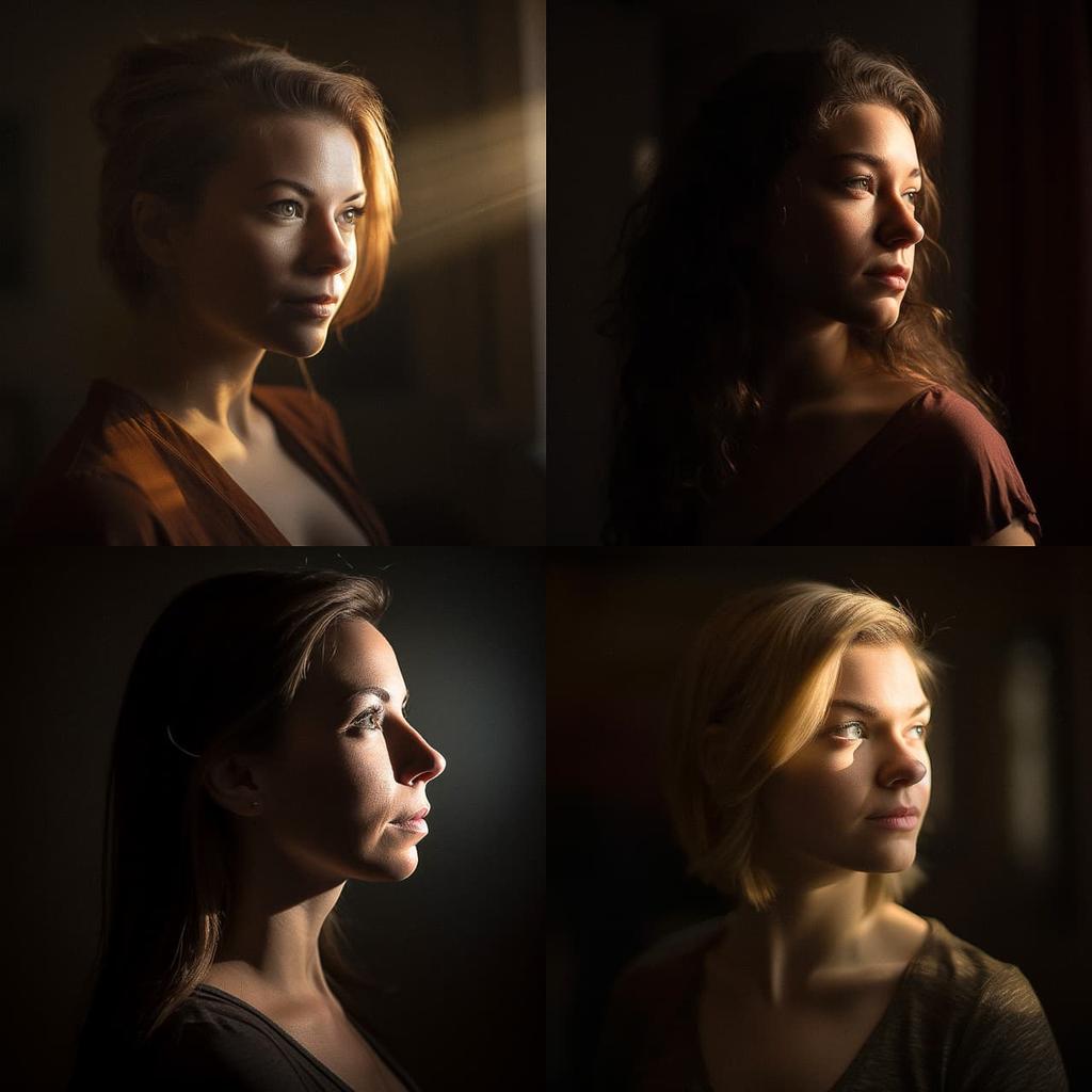 Portrait shot with back lighting style, Midjourney V5, render 1 of 4