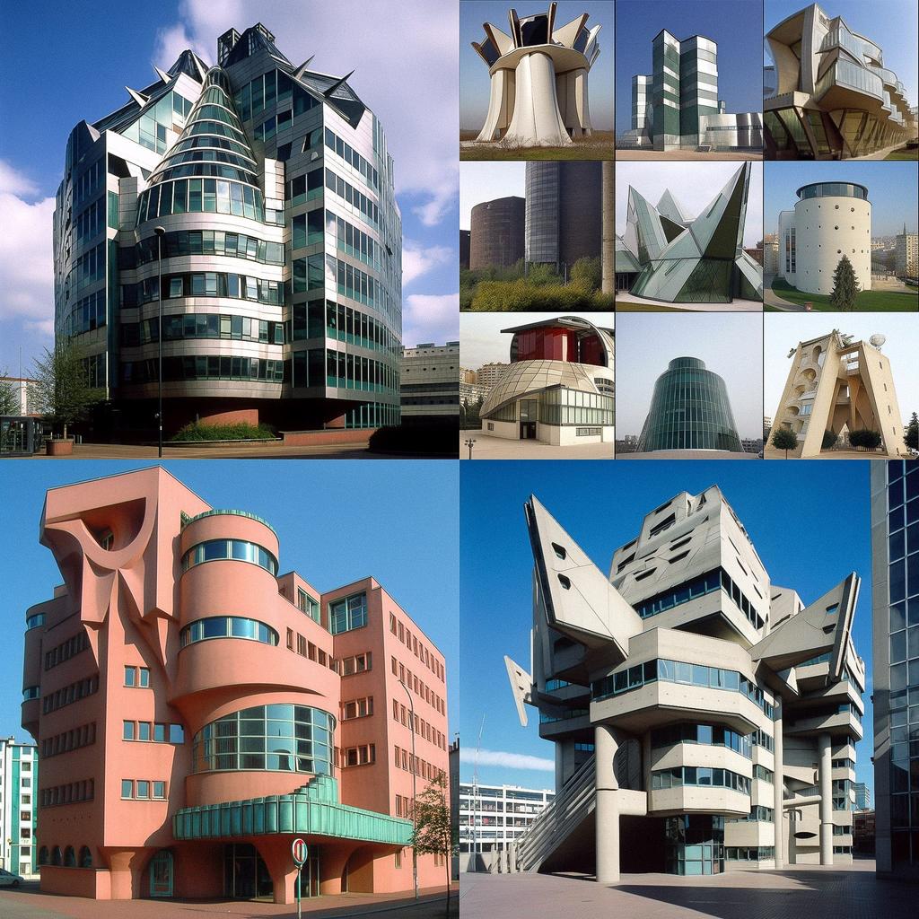 Postmodern architecture style, Midjourney V5, render 1 of 4