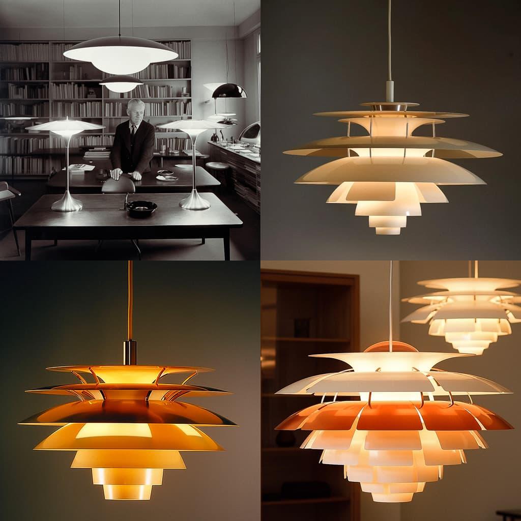 Poul Henningsen style, Midjourney V5, render 1 of 4