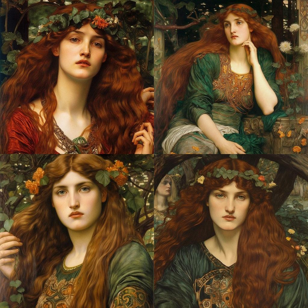 Pre-Raphaelitism style, Midjourney V5, render 1 of 4