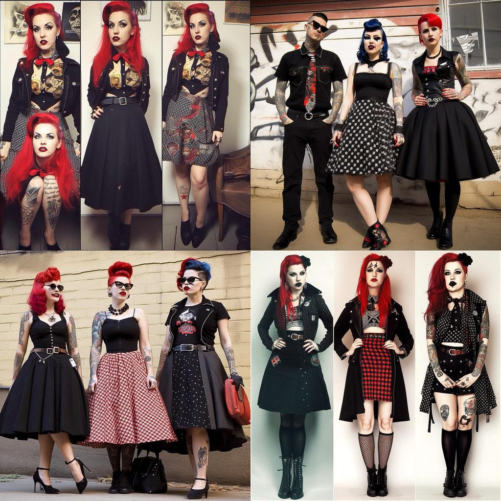 Psychobilly fashion style, Midjourney V5, render 1 of 4
