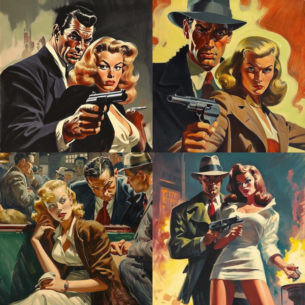 Pulp art style, Midjourney V5, render 1 of 4