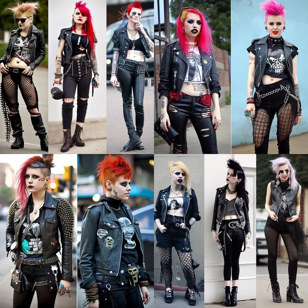 Punk fashion style, Midjourney V5, render 1 of 4