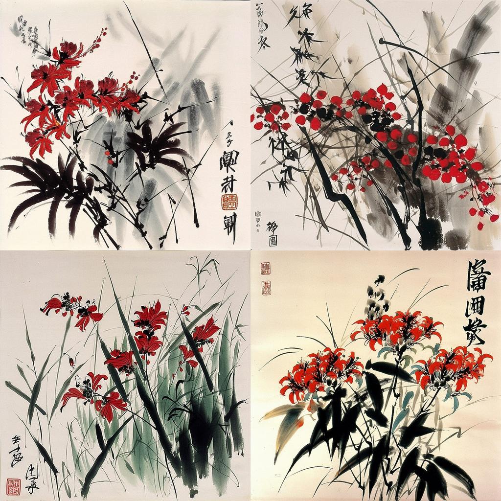 Qi Baishi style, Midjourney V5, render 1 of 4