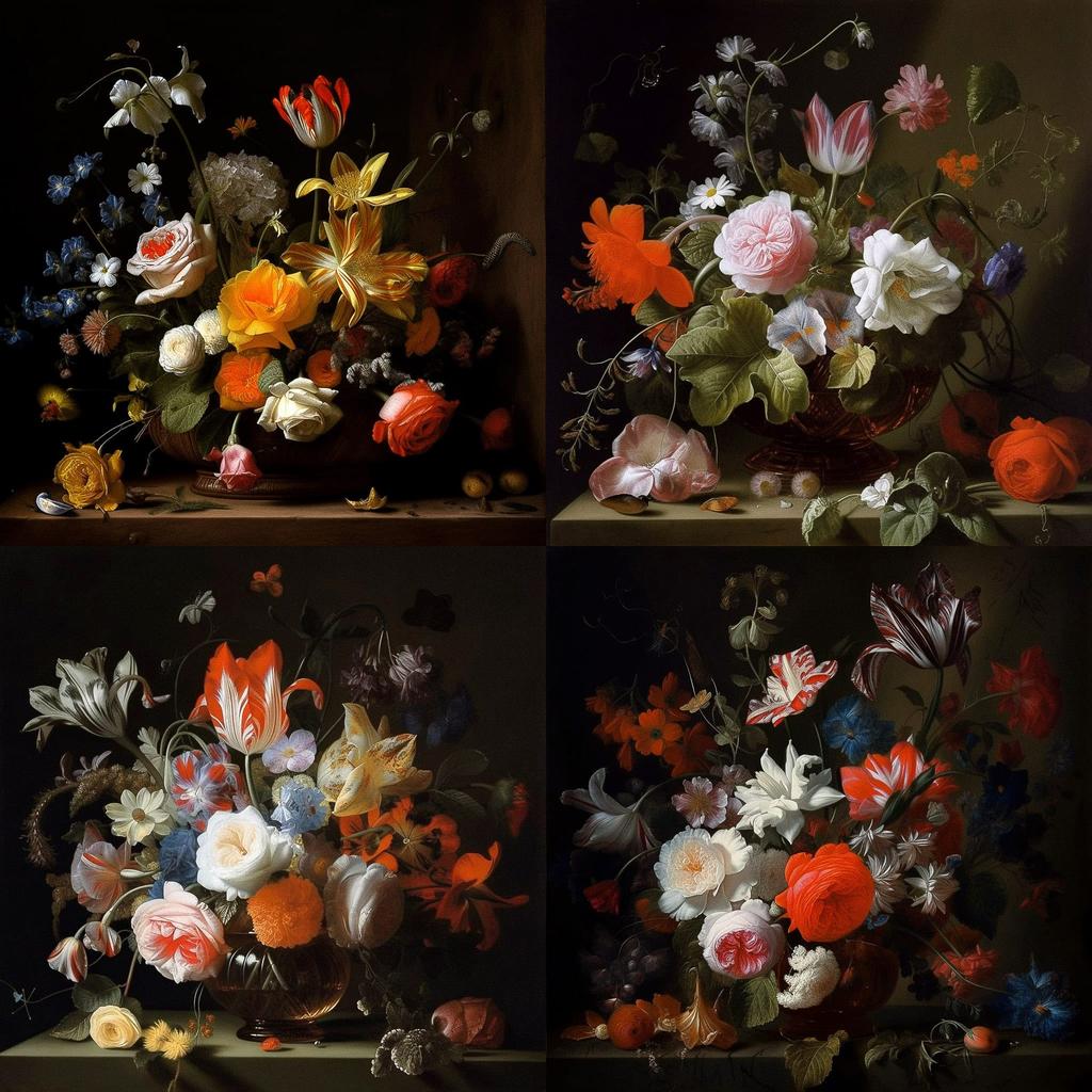 Rachel Ruysch style, Midjourney V5, render 1 of 4