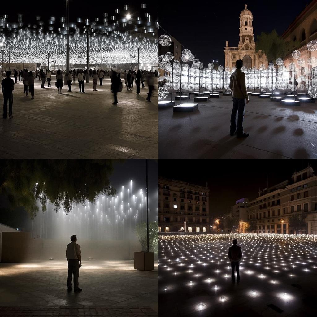 Rafael Lozano-Hemmer style, Midjourney V5, render 1 of 4