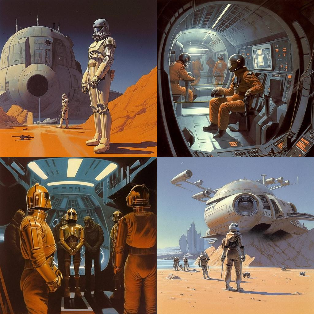 Ralph McQuarrie style, Midjourney V5, render 1 of 4