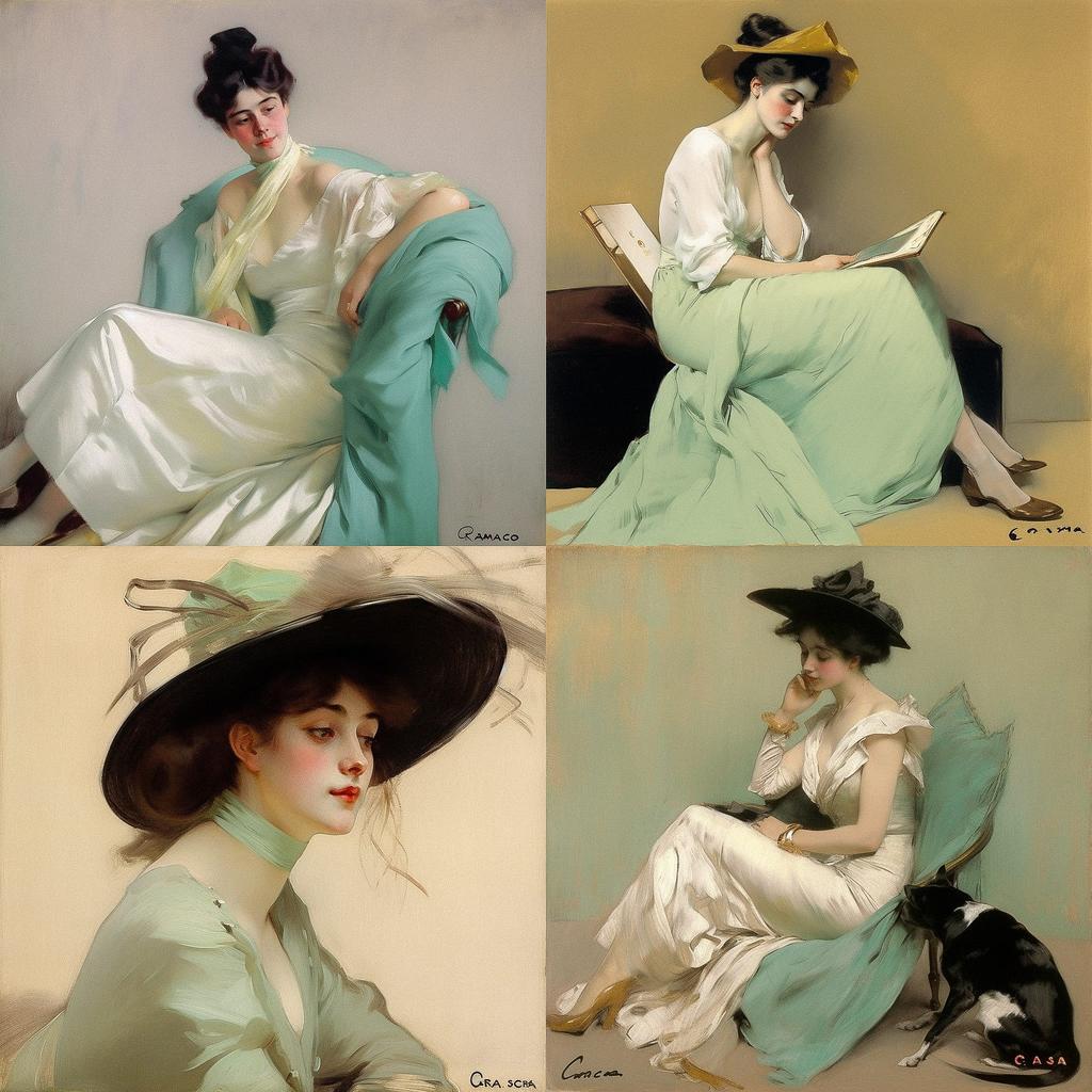 Ramon Casas style, Midjourney V5, render 1 of 4
