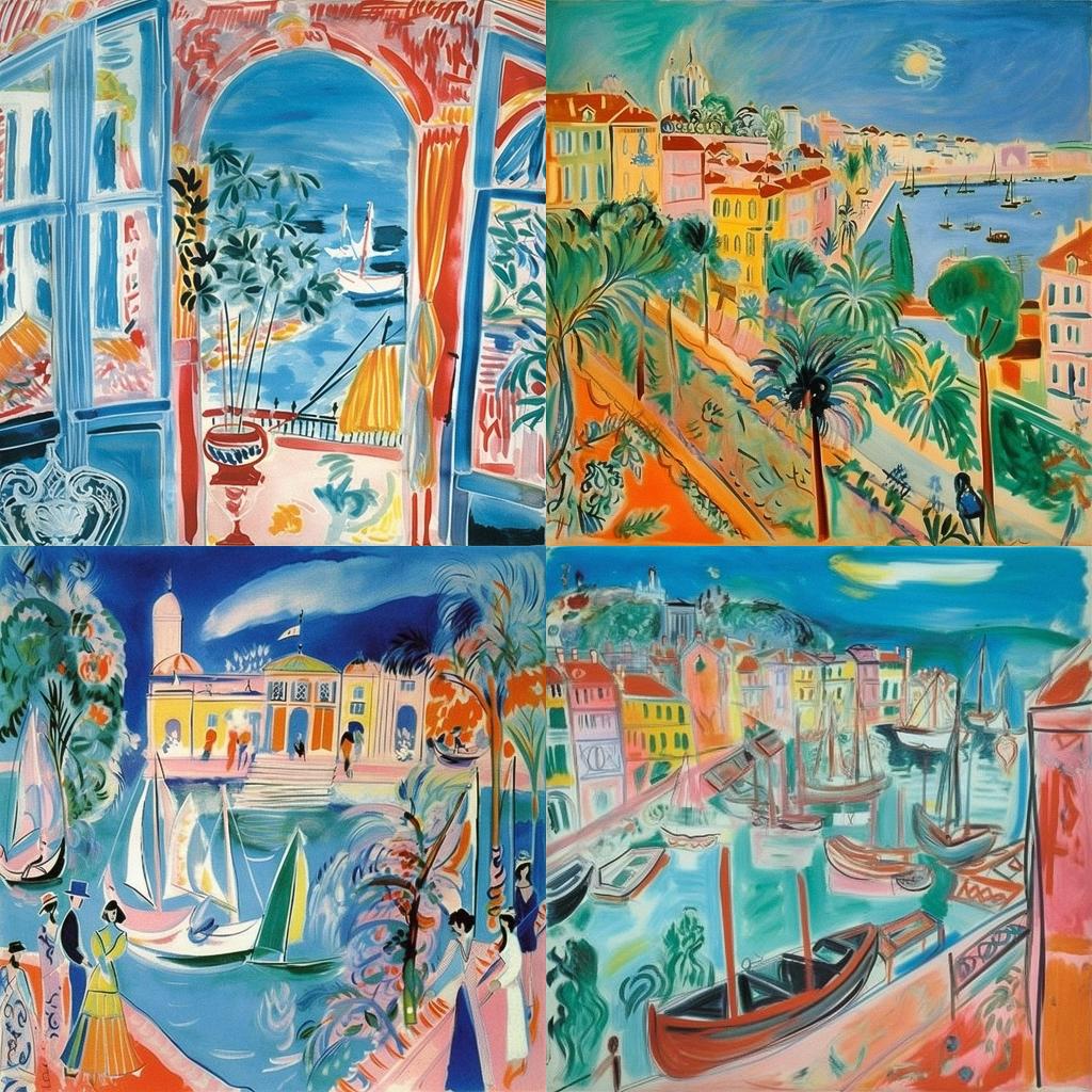 Raoul Dufy style, Midjourney V5, render 1 of 4