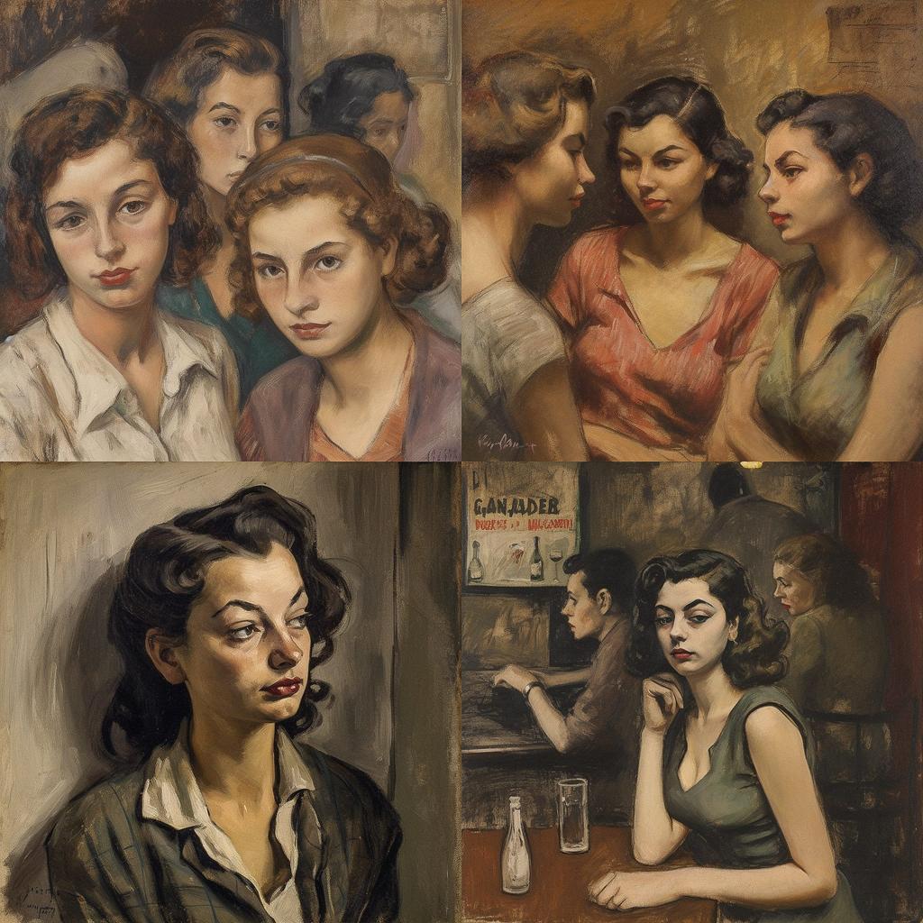 Raphael Soyer style, Midjourney V5, render 1 of 4